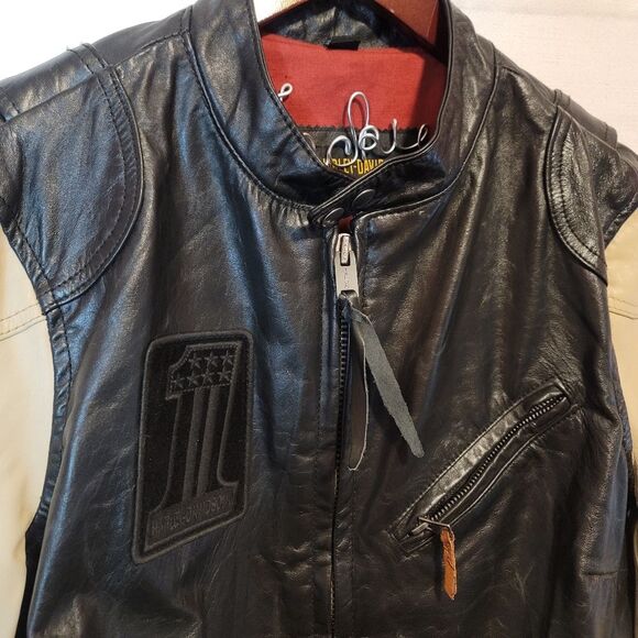 Harley Davidson Pushrod Colorblock Geniune Leather Jacket Coat Size Medium - Picture 3 of 12